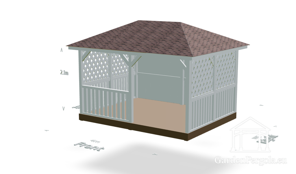 Puutarhapaviljonki 3x4 neljä kaltevuus