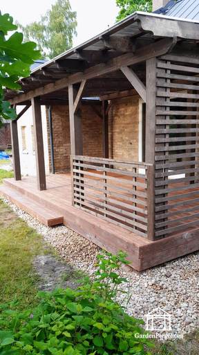 Tumma ruskea kestävä puutarhapaviljonki 3x6m