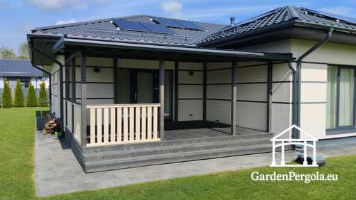 Premium-tummanharmaa puutarhapaviljonki metallikatolla 4x6m - garden gazebo pergola