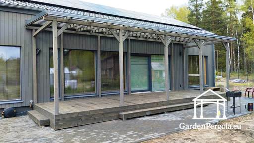 Talon kylkeen kiinnitettävä katos 3x10m polykarbonaatti - garden gazebo pergola