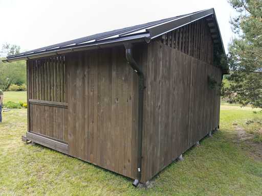 4x6 m Puinen Paviljonki — Tilava Puutarhapaviljonki Lattialla ja Kaksilappeisella Katolla