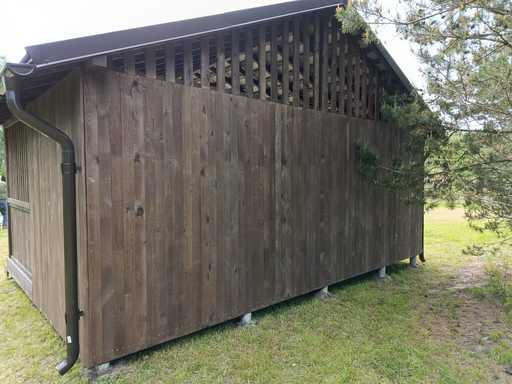 4x6 m Puinen Paviljonki — Tilava Puutarhapaviljonki Lattialla ja Kaksilappeisella Katolla