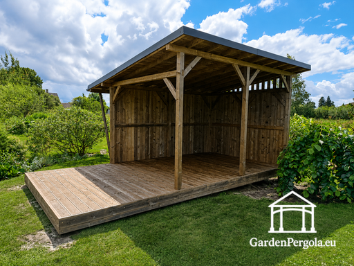 3x6 m luonnollinen puinen puutarhapaviljonki, jossa on 3x4 m katto - garden gazebo pergola