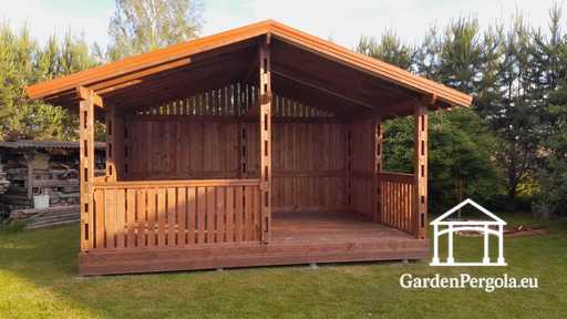 4x6 m Ruskea Puinen Puutarhapaviljonki - garden gazebo pergola