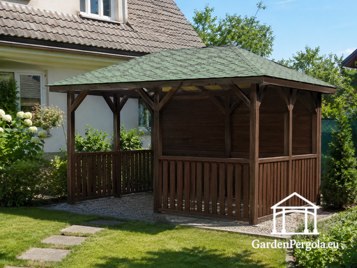 3 × 4 m DIY puinen paviljonki ilman lattiaa – mitä tarvitset?