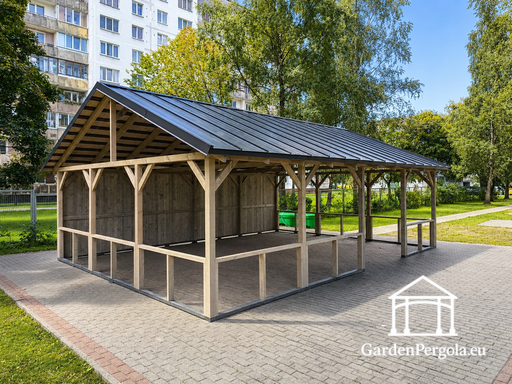 6x8 m luonnollinen puinen paviljonki ilman lattiaa - garden gazebo pergola