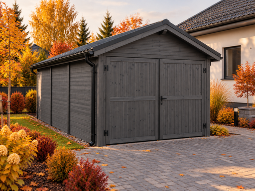 4 × 5 m puinen autotalli kaksilappeisella metallikatolla - garden gazebo pergola