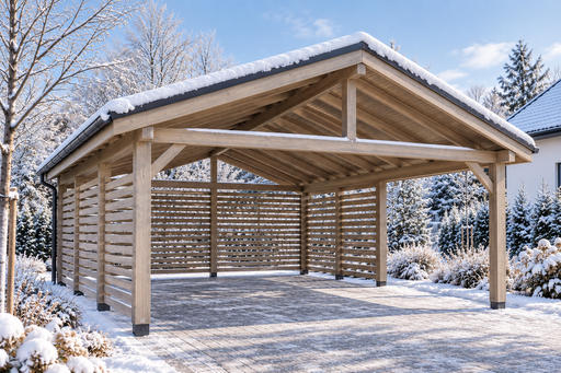 4,5 × 5 m puinen autokatos kaksilappeisella metallikatolla - garden gazebo pergola