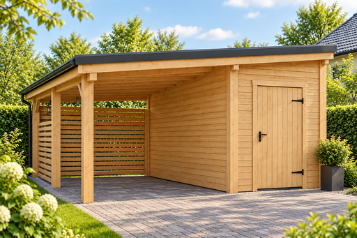 4x5 m puinen autokatos pienellä varastohuoneella - garden gazebo pergola