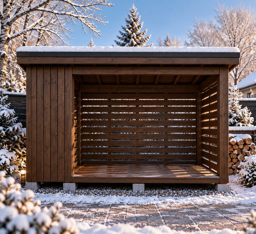 2 × 3 m puinen halkovaja yksilappeisella katolla - garden gazebo pergola
