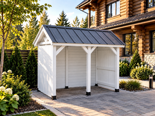 2 × 3 m puinen jätekatos kahdelle säiliölle metallisella harjakatolla - garden gazebo pergola