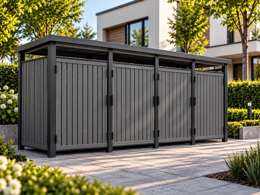 1,3 × 5 m puinen jätekatos yksilappeisella katolla ja ovilla - garden gazebo pergola