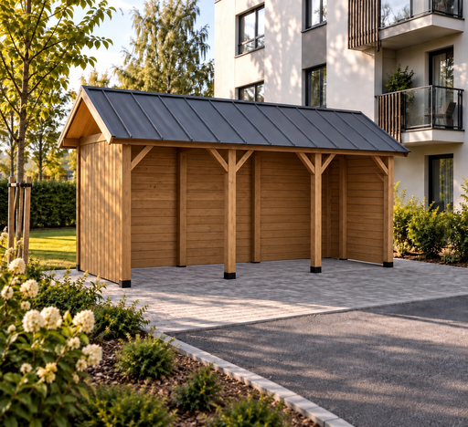 2 × 5 m puinen jätekatos asuinrakennuksille metallisella harjakatolla - garden gazebo pergola