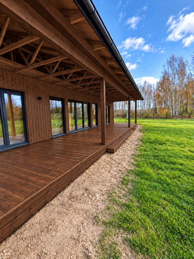 13 x 3 m luonnollinen puinen terassi portaalla - garden gazebo pergola
