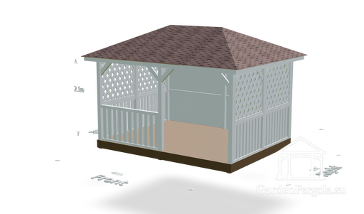 Puutarhapaviljonki 3x4 neljä kaltevuus